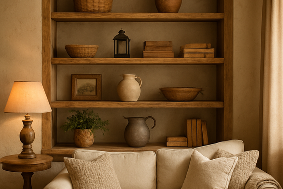 Rustic Wood Built-In Shelves for Cozy Ambiance illustration