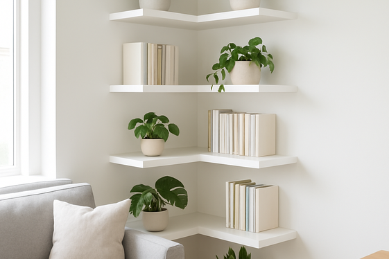 Corner Built-In Shelves to Optimize Unused Space illustration