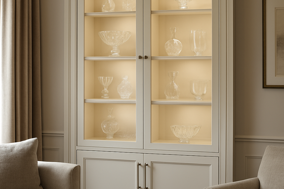 Built-In Shelves Featuring Glass Doors for Display illustration