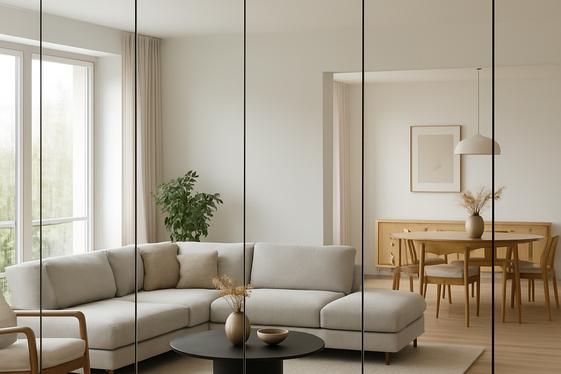Mirrored Panels as Room Dividers in Open Plan Living illustration