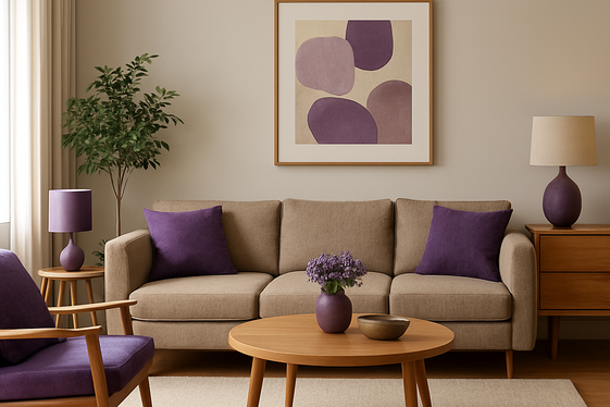 Balancing Purple with Natural Wood Tones illustration