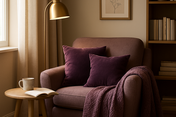 Creating a Cozy Reading Nook with Purple Accents illustration