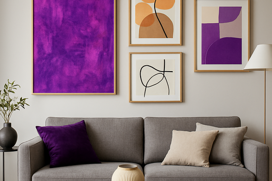 Incorporating Purple Artwork and Wall Decor illustration