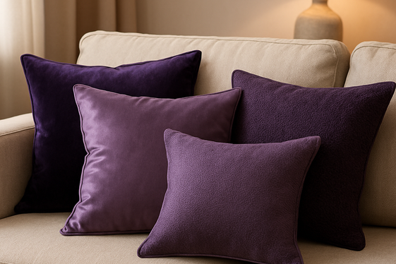 Layering Textures with Purple Throw Pillows illustration