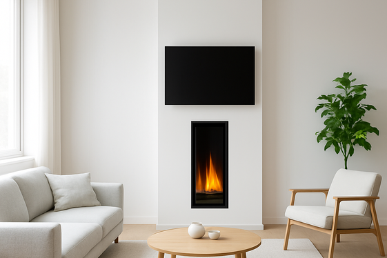 Vertical Fireplace with Sized-Right TV illustration