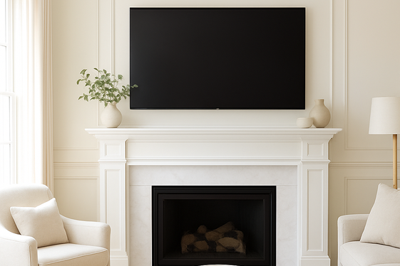 Classic White Mantel with Modern TV illustration