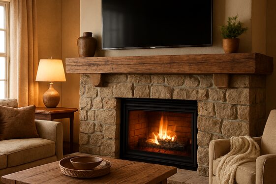 Rustic Charm with Wood Beam Mantels illustration