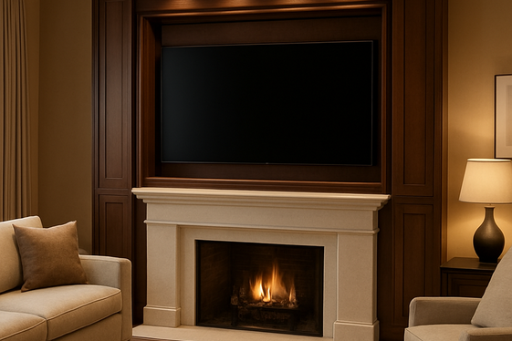 Concealed TV Cabinets Above Fireplace illustration