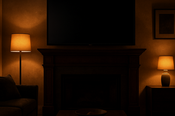 Black Frame TVs with Dark Mantel Contrast illustration