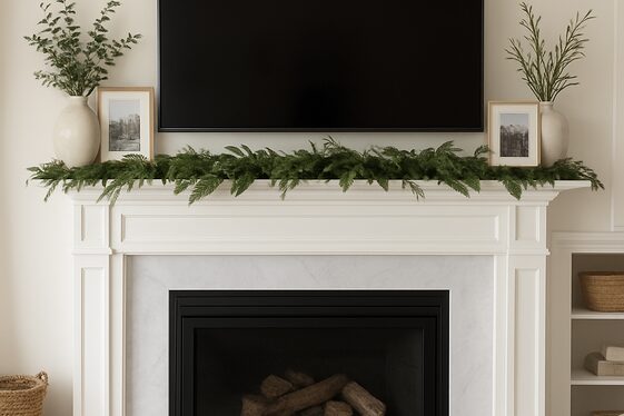Decorative Mantel Styling with TV Focus illustration