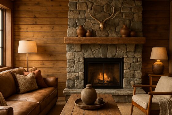 Wood and Stone Mixed Accent Walls illustration
