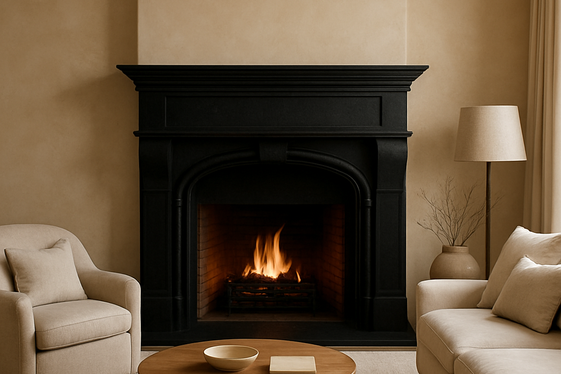 Using Beige Walls with a Black Statement Fireplace illustration