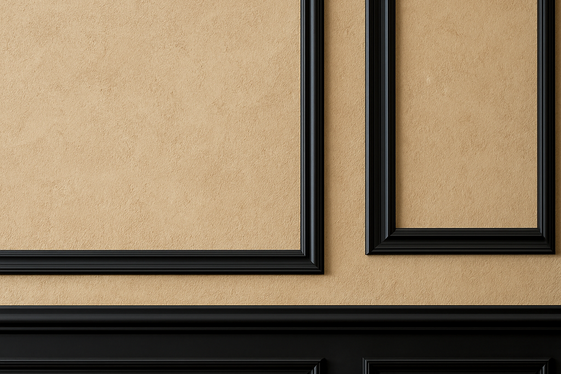 Beige Textured Walls Enhanced by Black Trim illustration