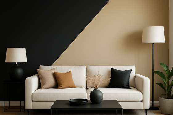 Accent Walls Combining Matte Black and Warm Beige illustration