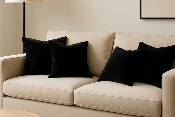Beige Sofas with Black Throw Pillows for Contrast illustration