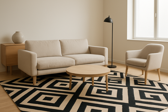 Black and Beige Patterned Area Rugs illustration