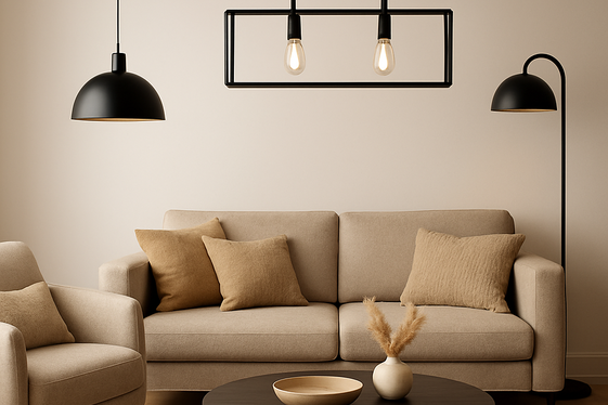 Mixing Black Metal Fixtures with Beige Elements illustration