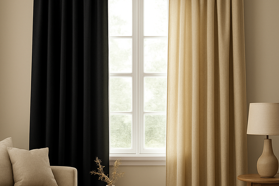 Balancing Bold Black Curtains with Soft Beige Drapes illustration