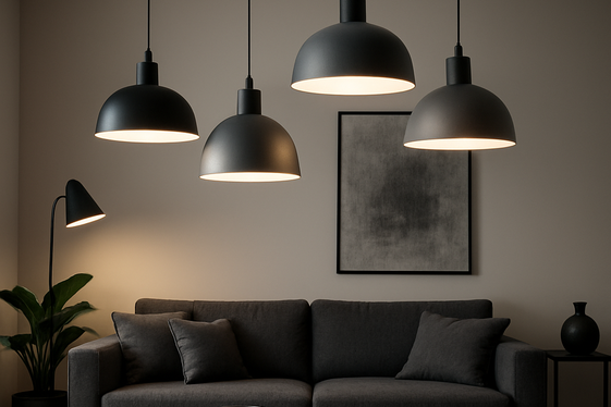 Statement Lighting Fixtures in Black and Gray Finishes illustration