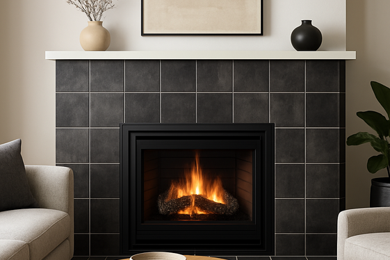 Black and Gray Fireplace Surrounds to Anchor the Room illustration