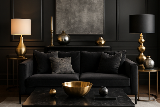 Incorporating Metallic Accents in Black and Gray Spaces illustration