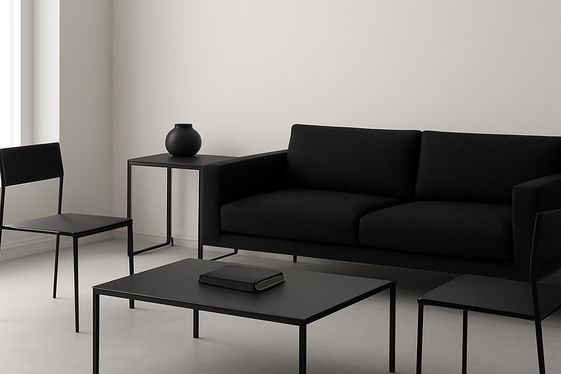 Minimalist Furniture in Matte Black Shades illustration