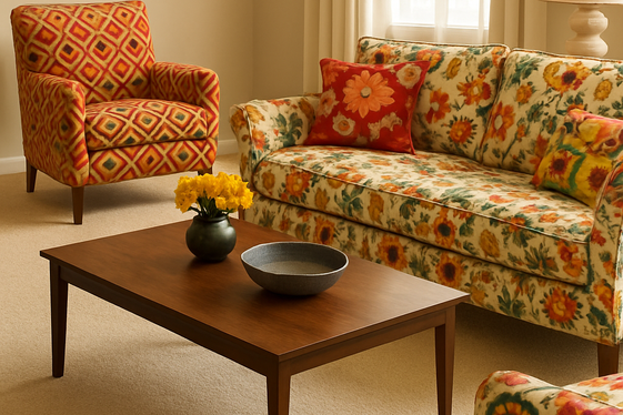 Pairing Cream Carpets with Patterned Upholstery illustration