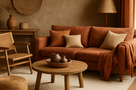 Rustic Charm with Cream Carpets and Earthy Tones illustration