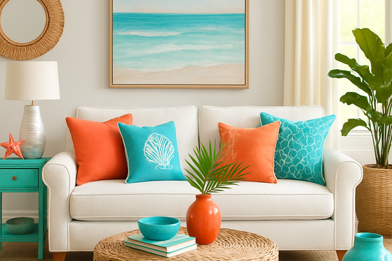 Add Bright Coral or Turquoise Accents illustration