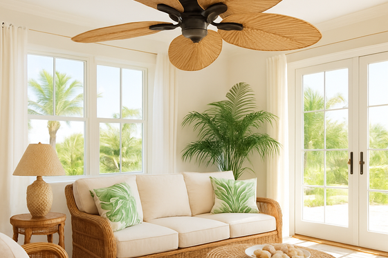 Install a Stylish Ceiling Fan with Palm Leaf Blades illustration