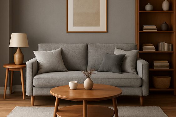 Mixing Gray with Warm Wood Tones illustration