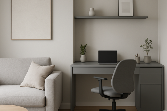 Designing a Functional Gray Living Room Workspace illustration