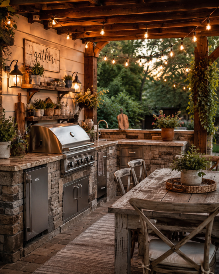 16 Rustic Outdoor Kitchen Ideas for Backyards