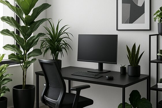 Balance Black with Greenery to Soften the Palette illustration