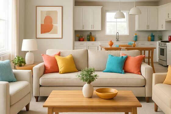 Go for Neutral Tones with Pops of Color for Balance illustration
