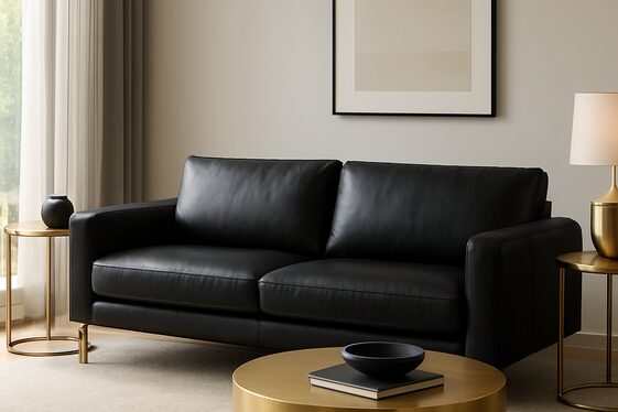 Black Leather Furniture Paired with Gold Elements illustration