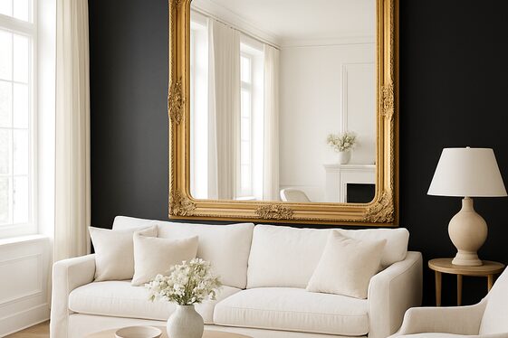 Gold Mirrors on Black Accent Walls illustration