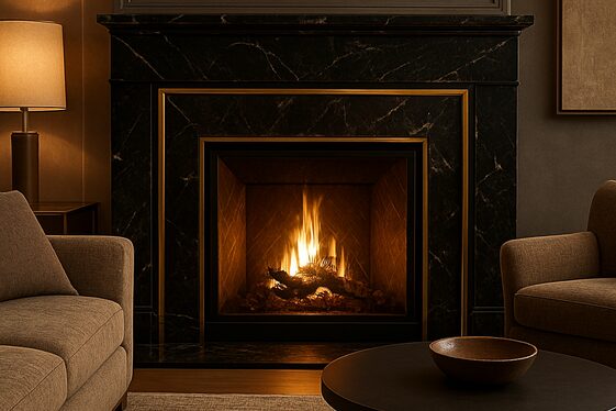 Black and Gold Fireplace Surround Ideas illustration