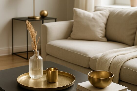 Subtle Gold Accessories in a Black and Neutral Palette illustration