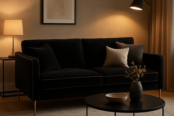 Sleek Black Furniture with Gold Detailing illustration