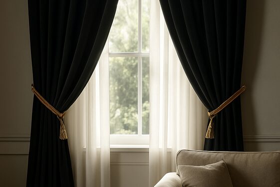 Black Curtains with Gold Tiebacks for Dramatic Flair illustration