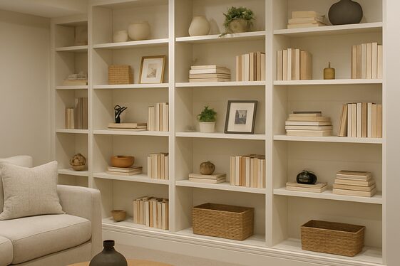 Include built-in shelving for organized and stylish storage illustration