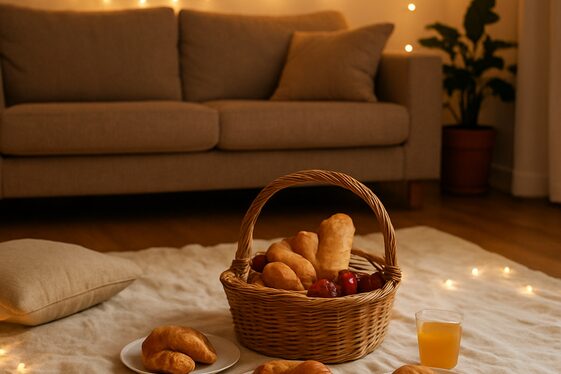 Arrange a Cozy Indoor Picnic Breakfast illustration