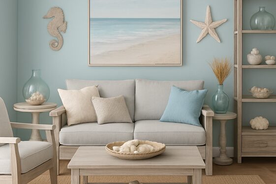 Creating a Coastal Vibe with Blue and Grey Decor illustration