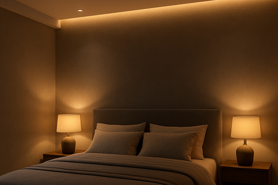 Soft Gray Walls with Layered Lighting for Ambiance illustration