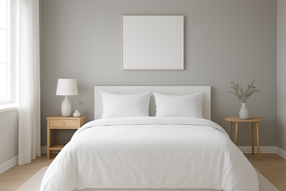 Gray Walls with Clean White Bedding for Crisp Contrast illustration