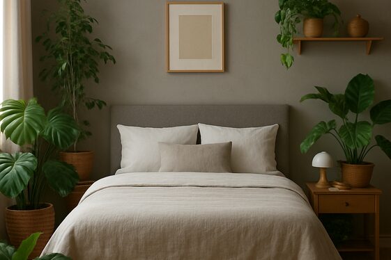 Warm Gray Walls with Green Plants for Earthy Vibes illustration