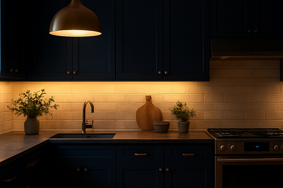 Highlight Dark Blue with Warm Lighting Solutions illustration
