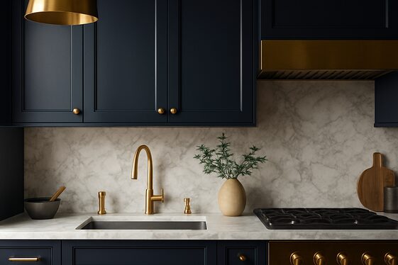 Pair Dark Blue with Brass Fixtures for Luxe Appeal illustration