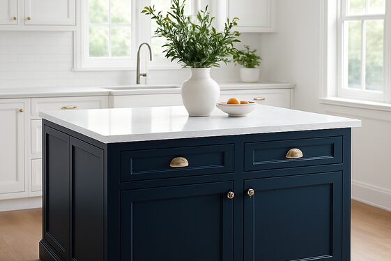 Use Dark Blue Kitchen Islands to Create a Focal Point illustration